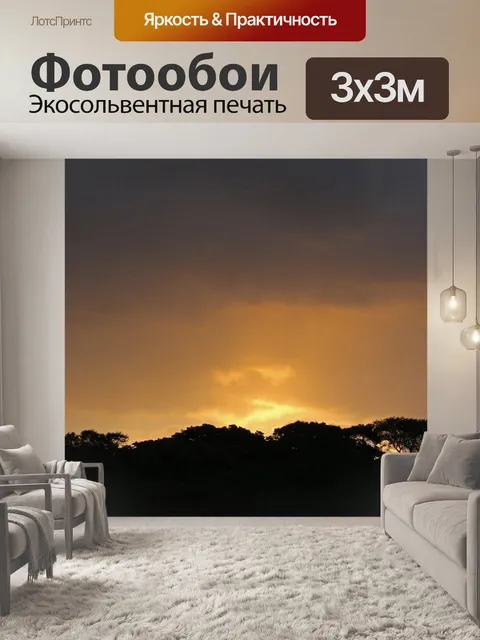 Фотообои золотое сияние заката