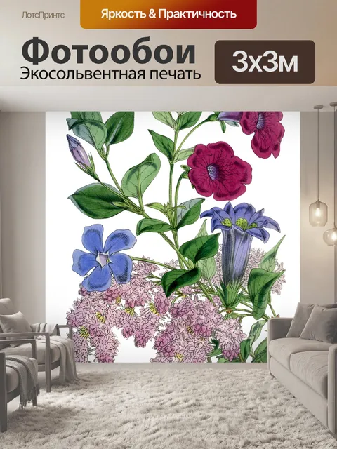 Фотообои Цветы Винтаж Ботаническое Искусство