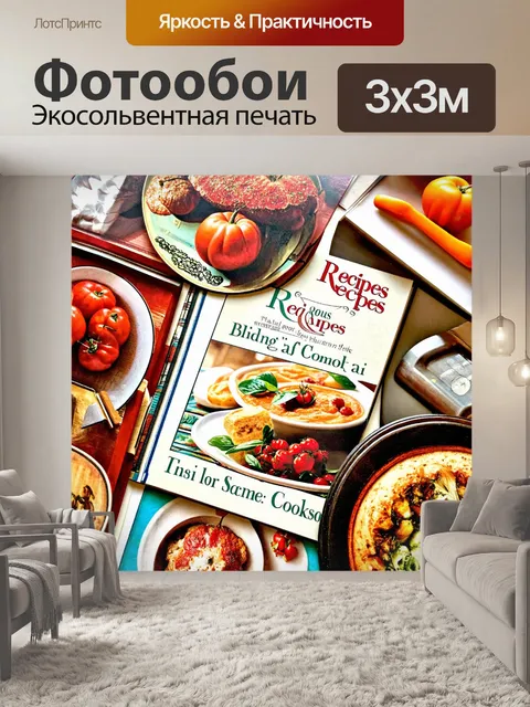 Фотообои с изображением винтажных рецептов и кулинарных книг для создания ностальгического настроения