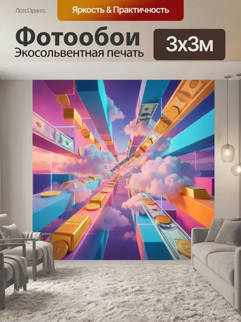 Фотообои Абстрактный сюрреалистичный пейзаж с прямоугольными формами