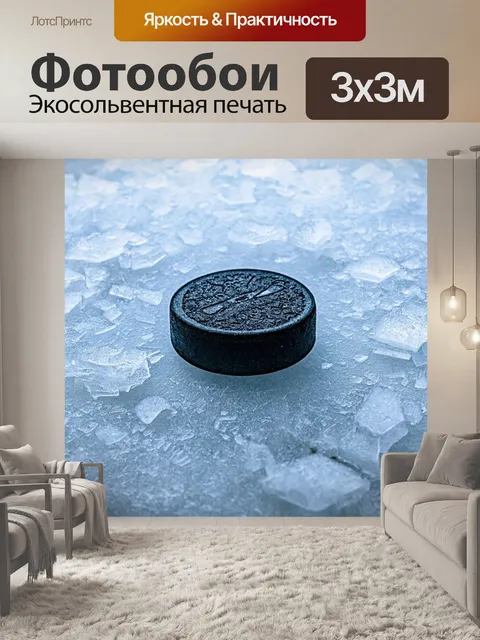 Фотообои ледяная поверхность с заключённой в ней шайбой