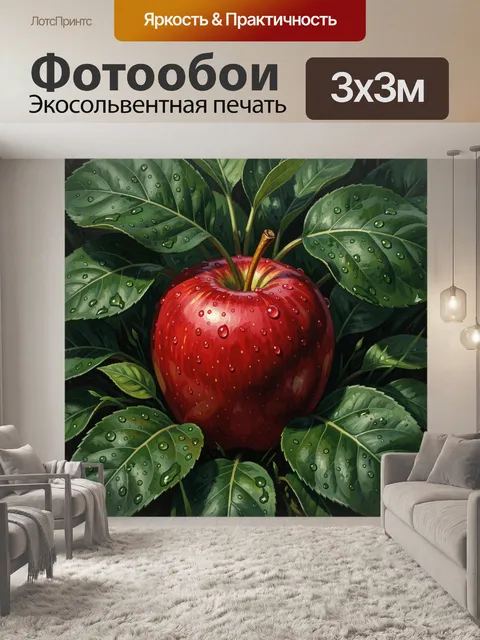 Фотообои Красное яблоко среди листвы