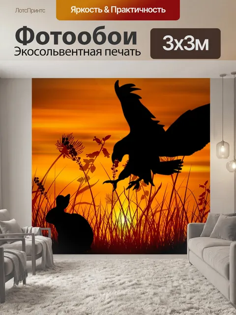 Фотообои орел, кролик, охота, дикая природа,