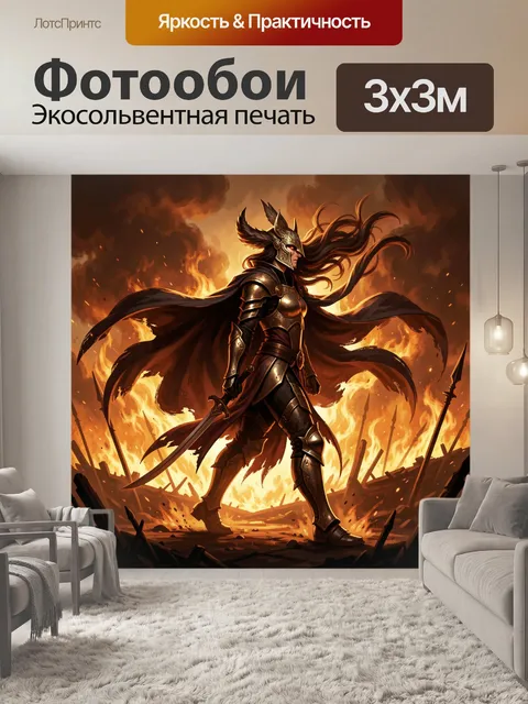 Фотообои Воительница в огне битвы