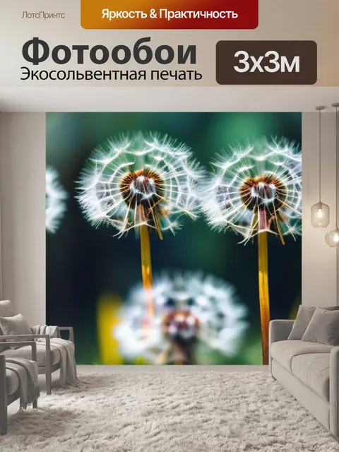 Фотообои с одуванчиками купить разноцветный