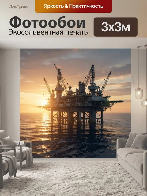 Фотообои Нефтяная платформа на закате