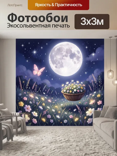 Фотообои Лунная поляна с цветами