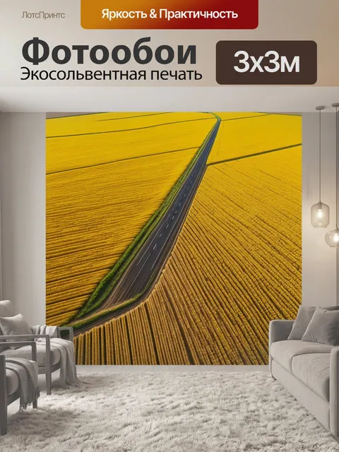 Фотообои журавли, летающие над золотыми полями