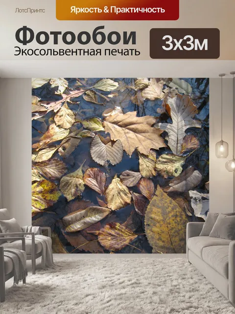 Фотообои Осенние листья на воде