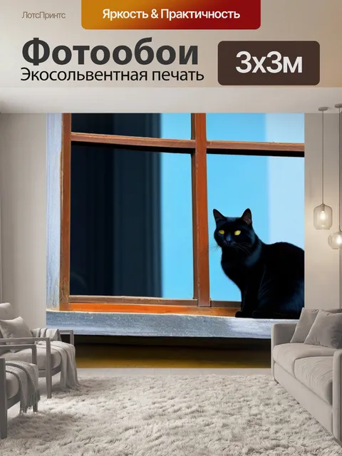 Фотообои черная кошка сидит на окне старого особняка