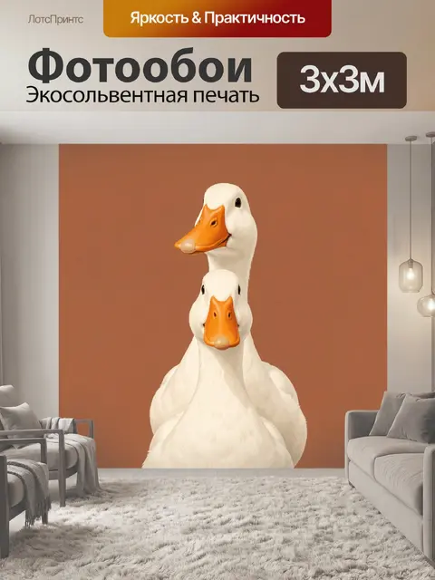 Фотообои Две белые утки на фоне