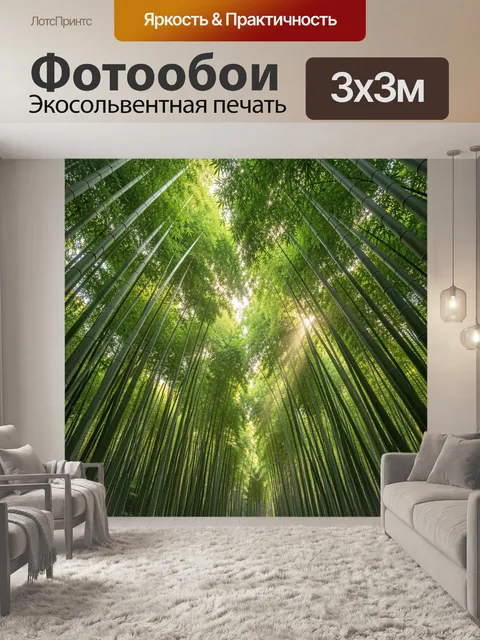 Фотообои Бамбуковая роща с солнечными лучами