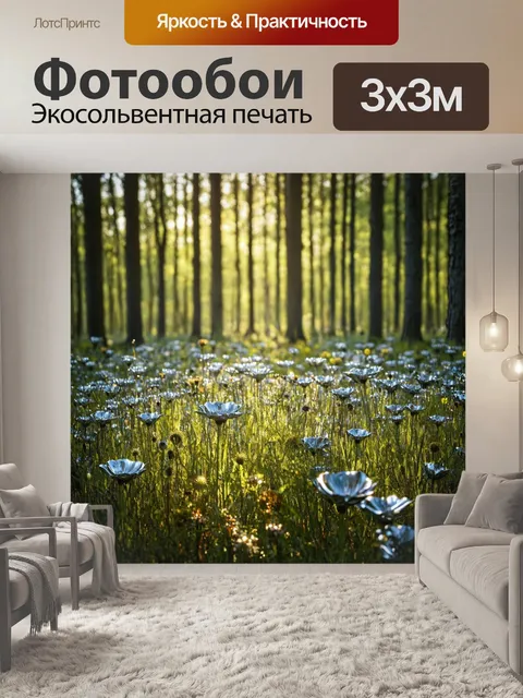 Фотообои лес в стиле дизельпанк: поле