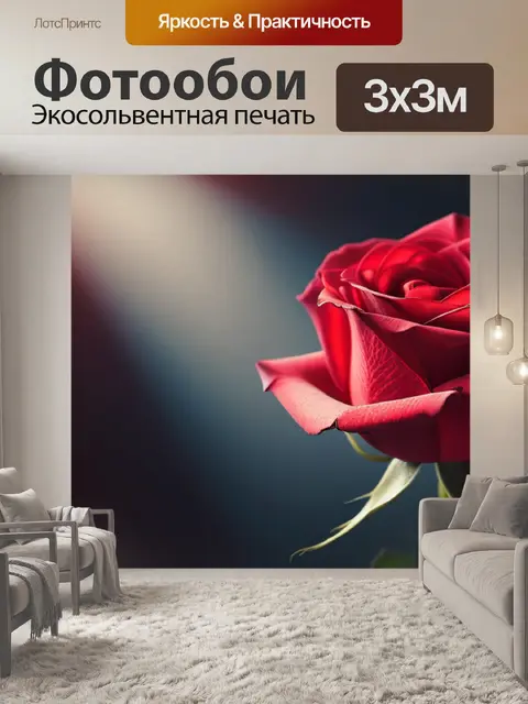 Фотообои с розой красной