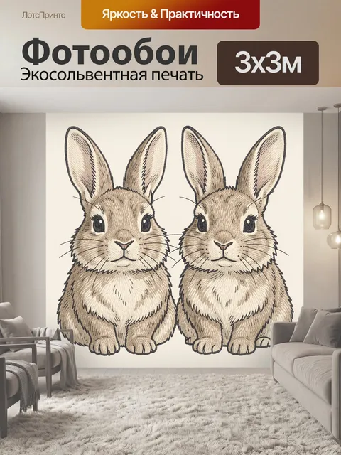Фотообои Два зайца в симметрии