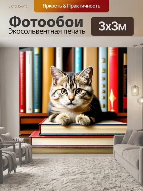 Фотообои коты, исследующие сказочные миры через книги