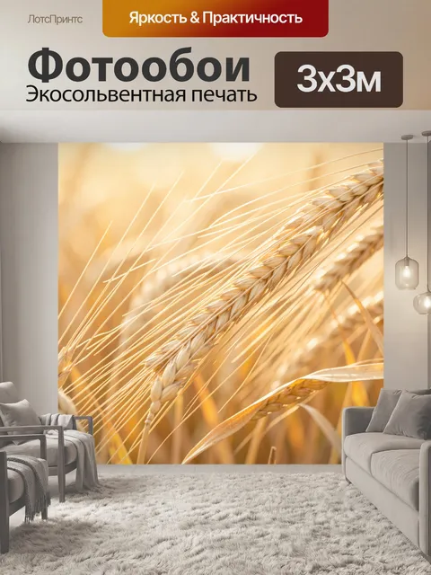 Фотообои Колосья пшеницы в золотом свете