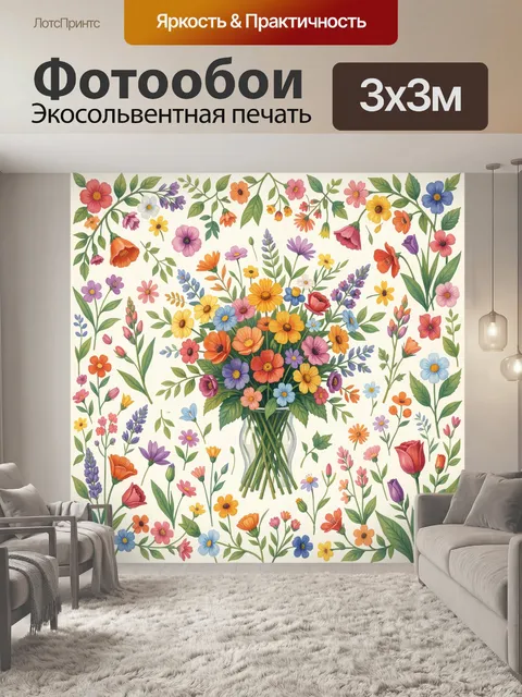 Фотообои Букет полевых цветов в вазе
