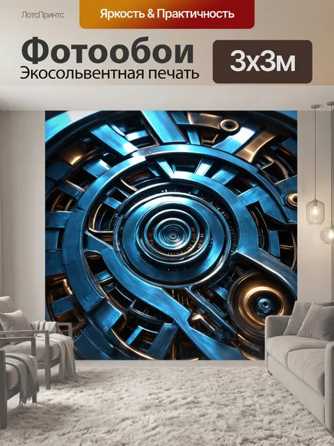 Фотообои изображение детального механизма, в котором совместно работают разные физические силы и математические формулы