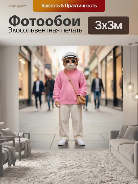 Фотообои Очаровательный кот в круглых солнечных очках и белой панаме