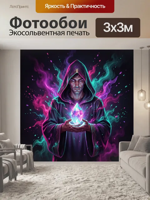 Фотообои Маг в капюшоне с кристаллом