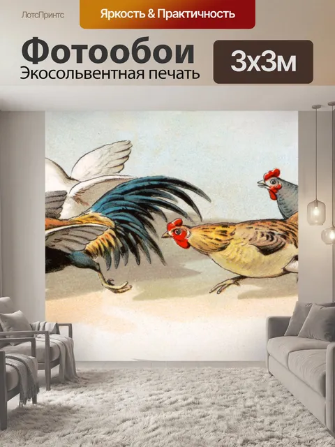 Фотообои Куры птицы винтаж старый