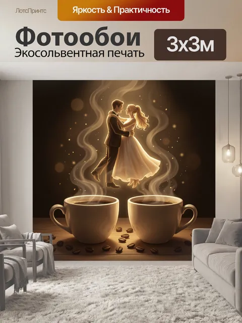 Фотообои Романтический танец над чашками