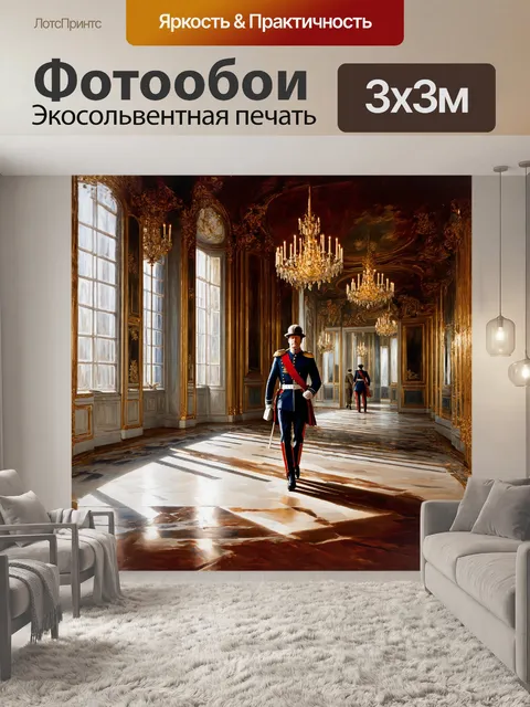 Фотообои наполеон бонапарт, император, исследующий величественные залы версаля, где отражающиеся в зеркалах люстры…
