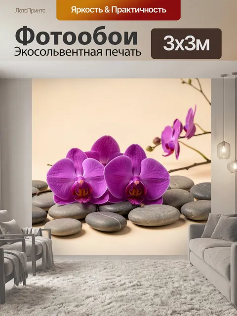 Фотообои Фиолетовые орхидеи на камнях