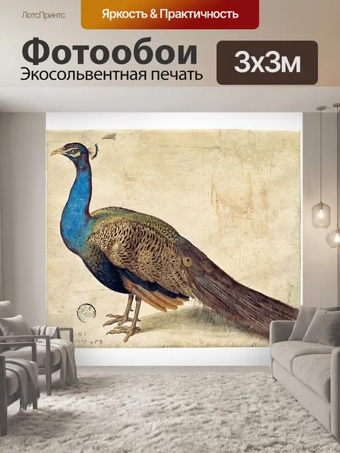Фотообои Винтажный павлин