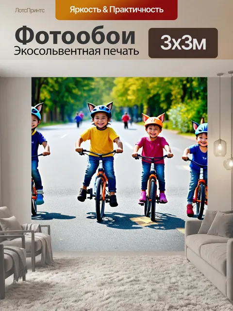 Фотообои животные на велосипеде