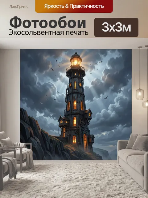 Фотообои Сказочный маяк на скале