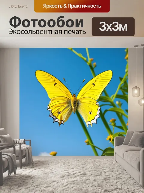 Фотообои желтые крылья бабочек