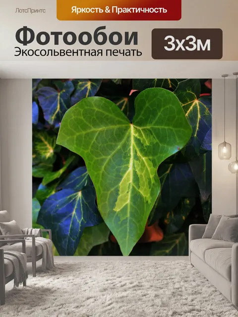 Фотообои светло-зеленый плющ