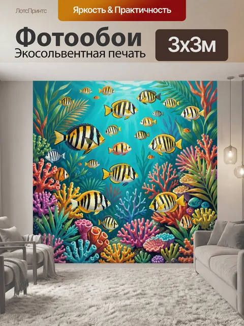 Фотообои Полосатые рыбы в коралловом море