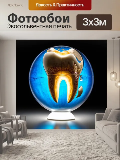 Фотообои глобус в виде прозрачного зуба