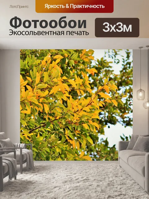 Фотообои ярко-желтые листья