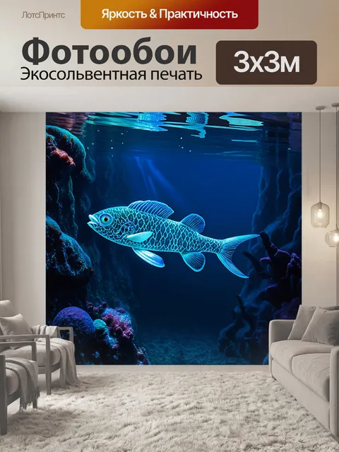 Фотообои глубоководная сцена с загадочными рыбами необычной формы