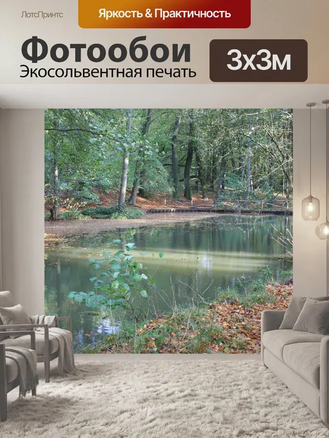 Фотообои Ручей в лесу осенью