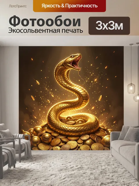 Фотообои Золотая змея на монетах