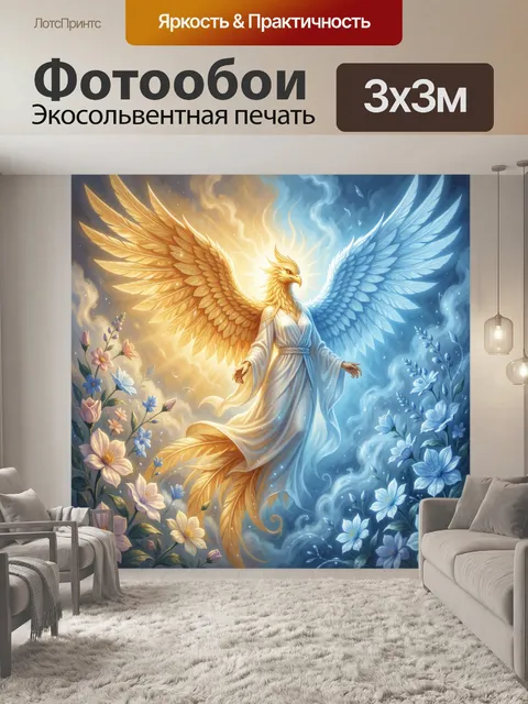 Фотообои Ангел с огненными и ледяными крыльями