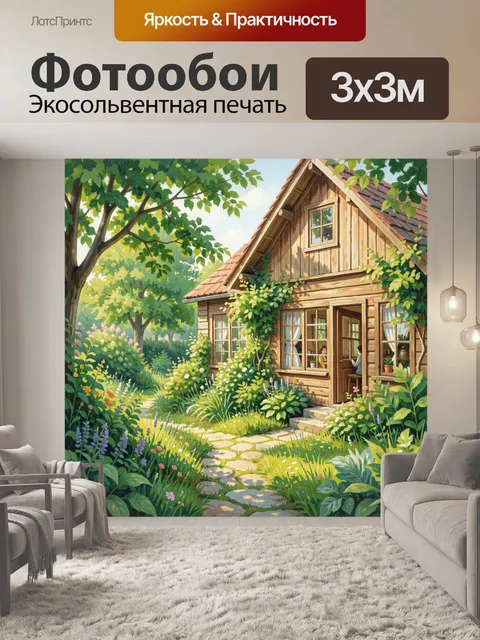 Фотообои Светлый дом среди весенних растений