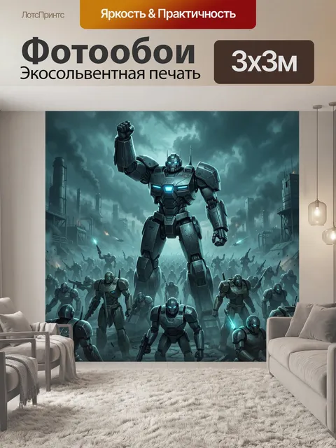 Фотообои Футуристический робот над армией