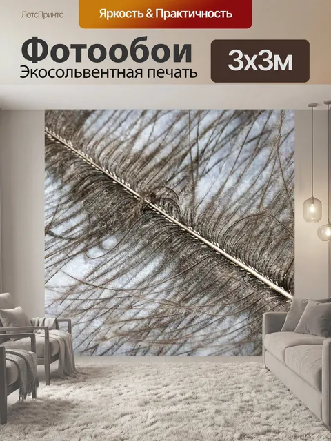 Фотообои близкая деталь пушистого серого шлейфа