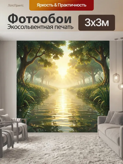 Фотообои Солнечный лесной ручей