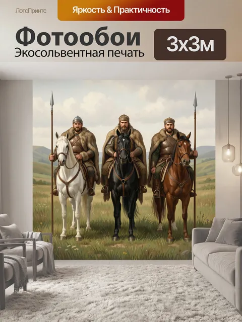 Фотообои Три воина на лошадях