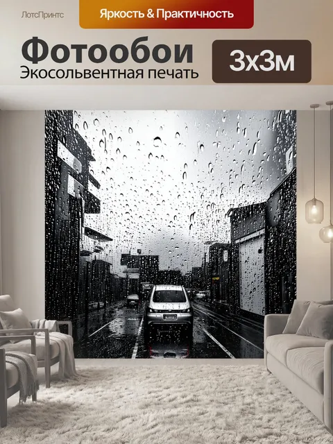 Фотообои дождь в черно-белом стиле