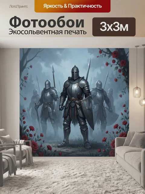 Фотообои Рыцари среди алых роз