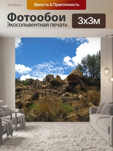 Фотообои вид на растительность и скалы