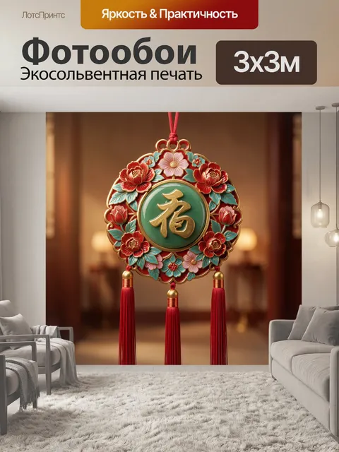 Фотообои Китайский оберег с иероглифом счастья